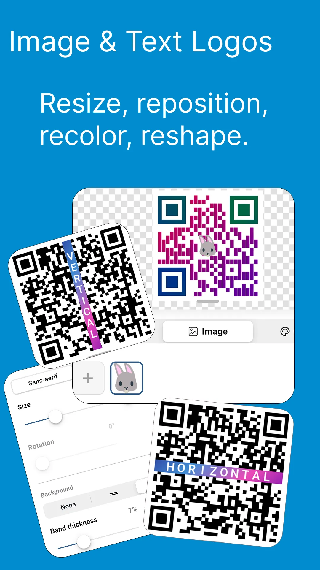Image & Text Logos — resize, reposition, recolor and reshape